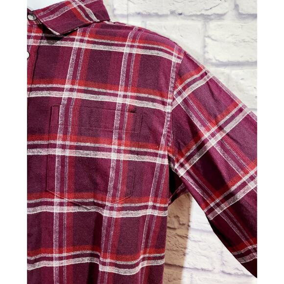 Apt 9 Burgundy Plaid Button Up Pointed Collar Shirt Medium New With Tags - Picture 2 of 6